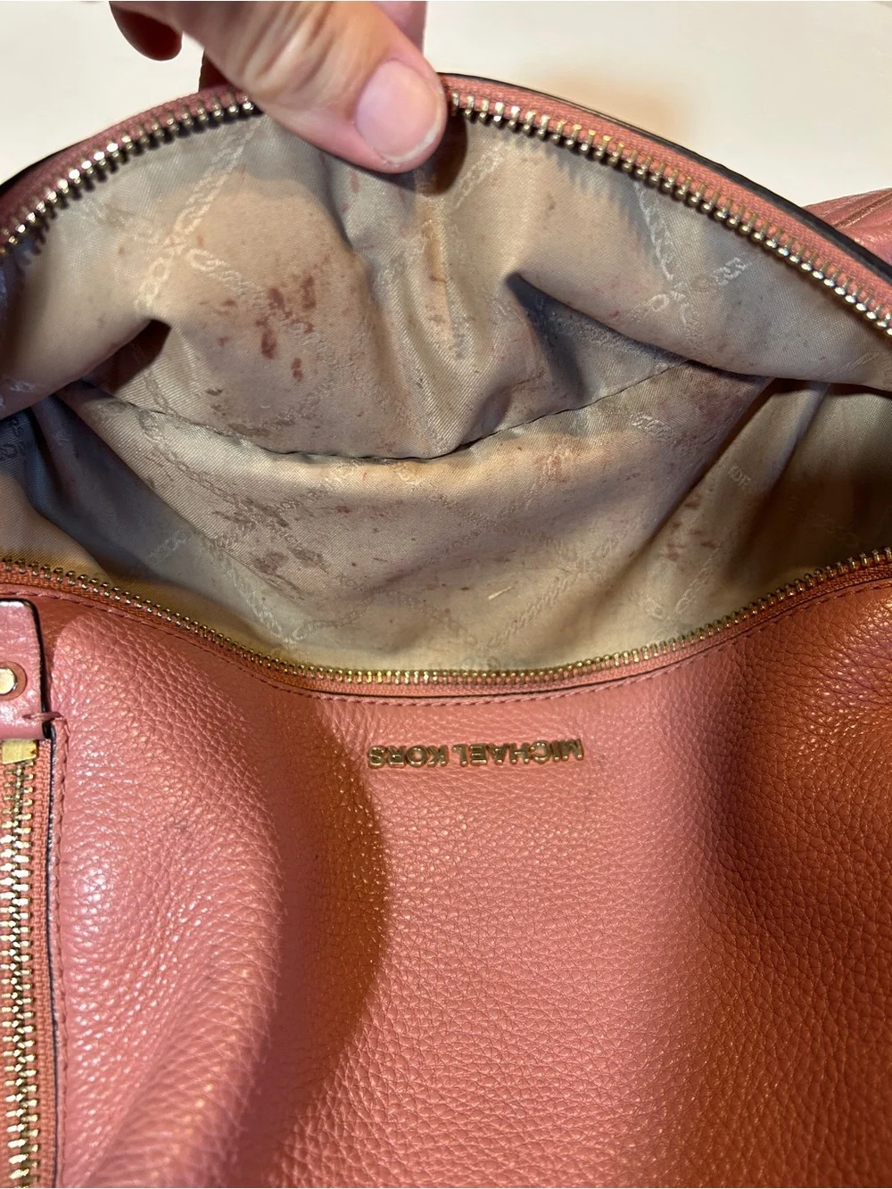Michael Kors Rhea Medium Leather Backpack Dusty Rose Pink Pebbled Leather